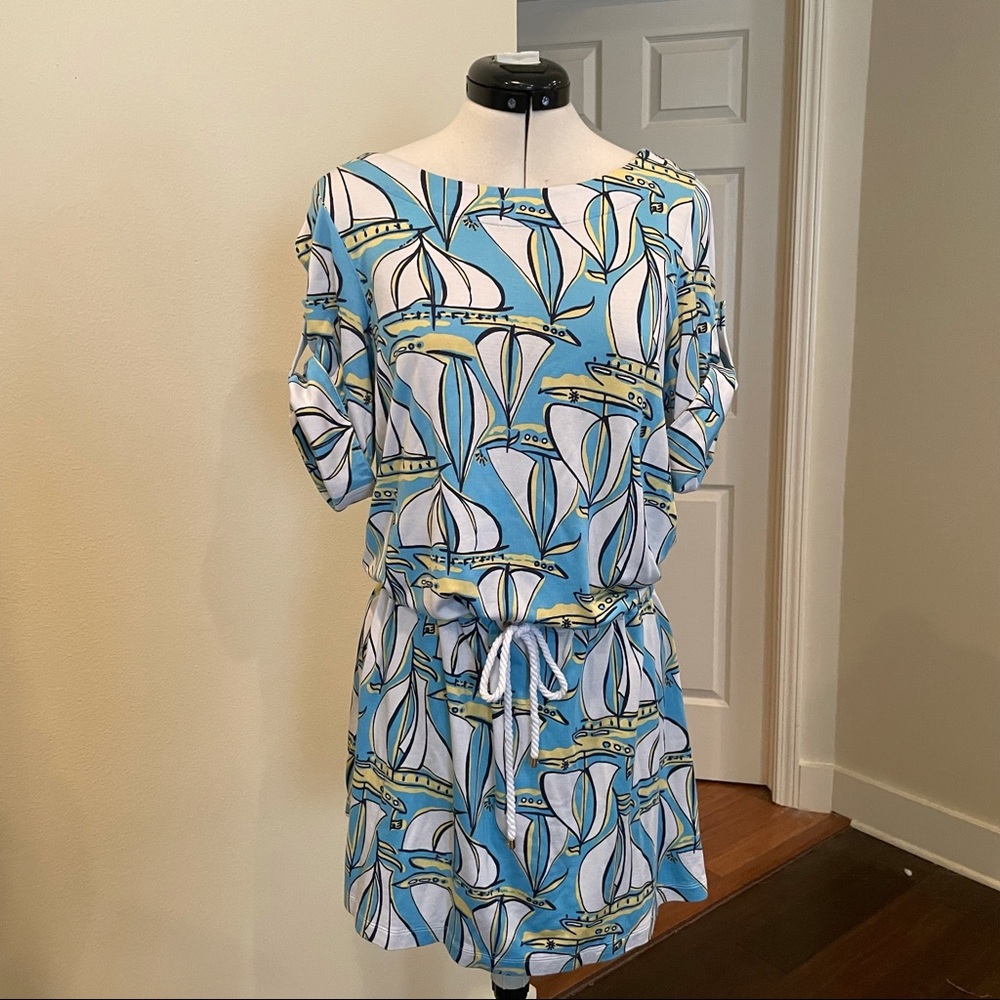 Lilly Pulitzer Sailboat Tie Waist Casual Dress, M